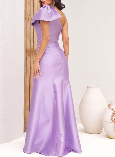 One-Shoulder Satin Trumpet/Mermaid Evening Dresses With Bow