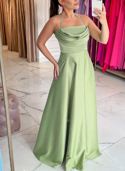 Halter Backless A-Line Simple Evening Dresses