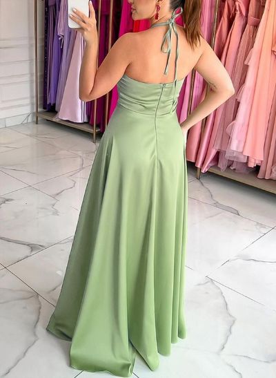 Halter Backless A-Line Simple Evening Dresses