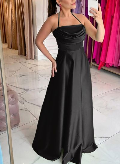 Halter Backless A-Line Simple Evening Dresses