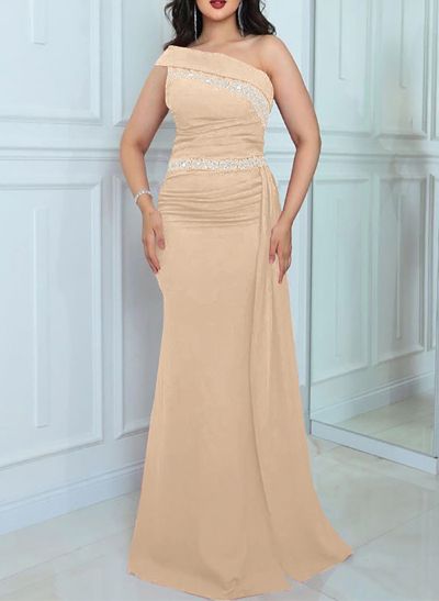 Sheath/Column One-Shoulder Elastic Satin Mother Of The Bride Dresses With Rhinestone