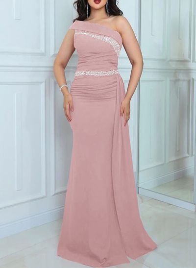 Sheath/Column One-Shoulder Elastic Satin Mother Of The Bride Dresses With Rhinestone