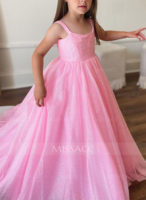 A-Line Scoop Neck Sleeveless Floor-Length Sequined Flower Girl Dresses