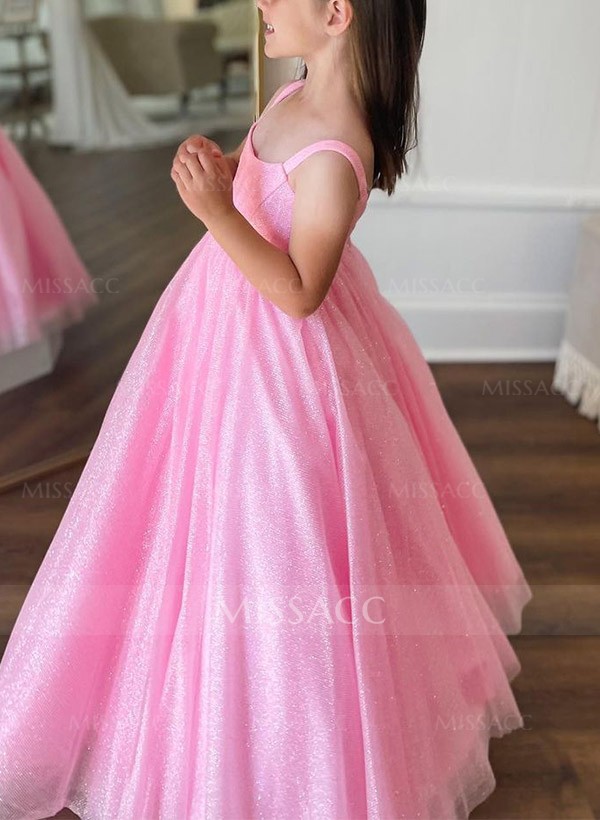 A-Line Scoop Neck Sleeveless Floor-Length Sequined Flower Girl Dresses