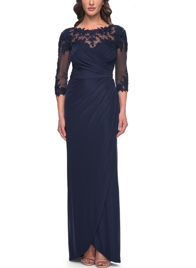 Sheath/Column Illusion Neck Mother Of The Bride Dresses With Lace