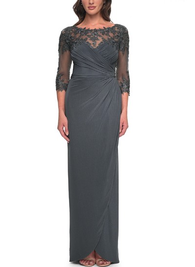 Sheath/Column Illusion Neck Mother Of The Bride Dresses With Lace