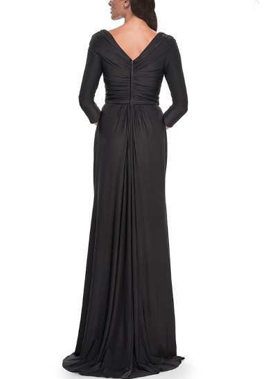 A-Line V-Neck 3/4 Sleeves Charmeuse Mother Of The Bride Dresses