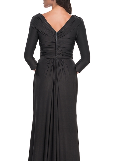A-Line V-Neck 3/4 Sleeves Charmeuse Mother Of The Bride Dresses