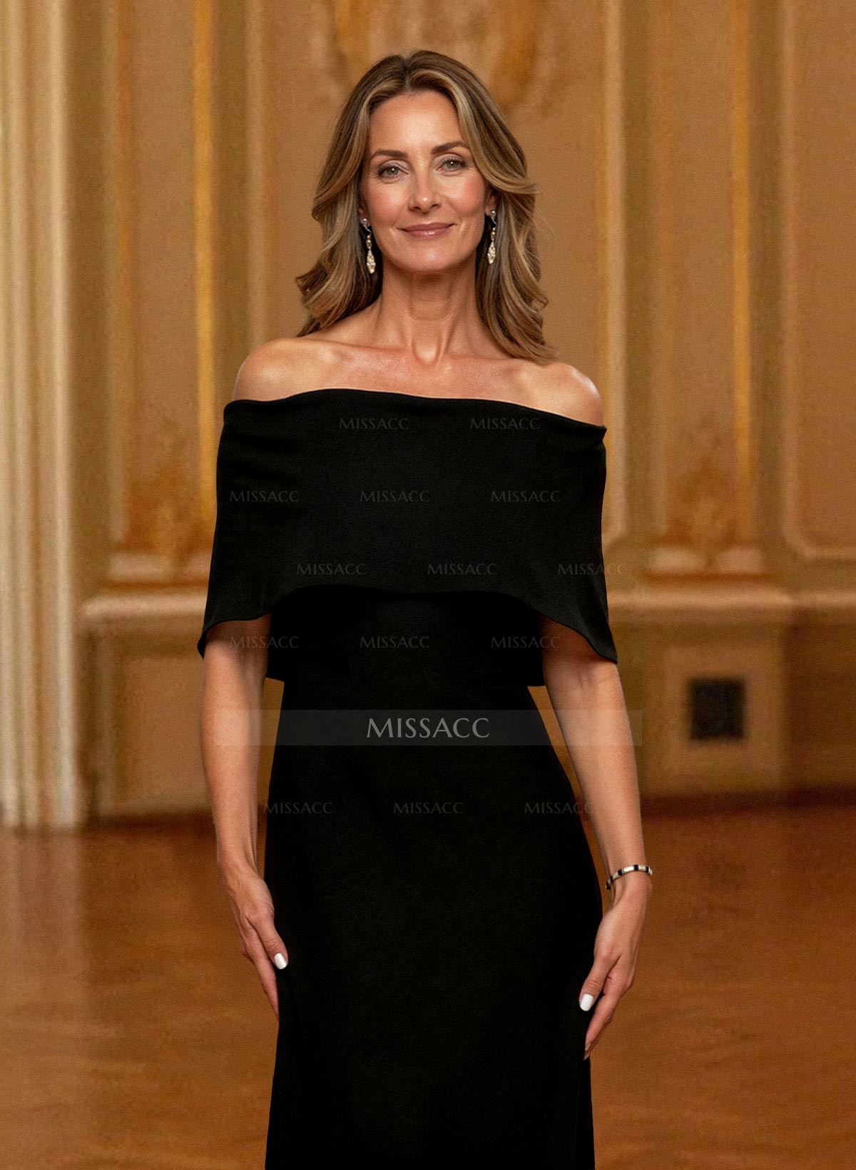 A-Line Off-The-Shoulder Sleeveless Elastic Satin Mother Of The Bride Dresses