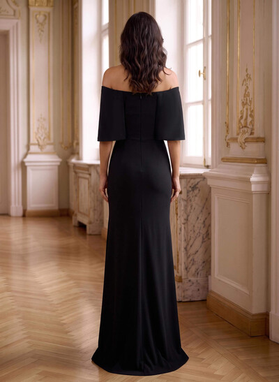 A-Line Off-The-Shoulder Sleeveless Elastic Satin Mother Of The Bride Dresses