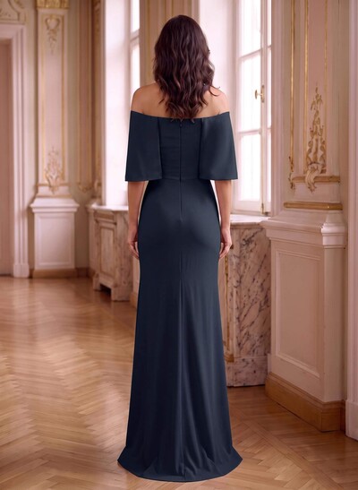 A-Line Off-The-Shoulder Sleeveless Stretch Satin Mother Of The Bride Dresses