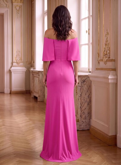 A-Line Off-The-Shoulder Sleeveless Elastic Satin Mother Of The Bride Dresses