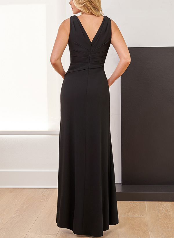 A-Line V-Neck Sleeveless Chiffon Mother Of The Bride Dresses With Split Front