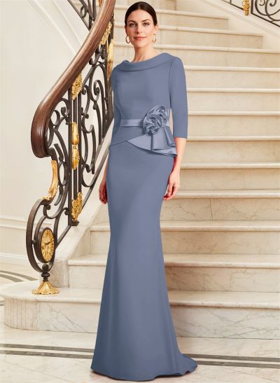 Sheath/Column Elastic Satin Mother Of The Bride Dresses With Flower(s)