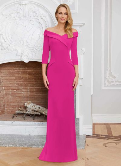 Sheath/Column Off-The-Shoulder Elastic Satin Mother Of The Bride Dresses