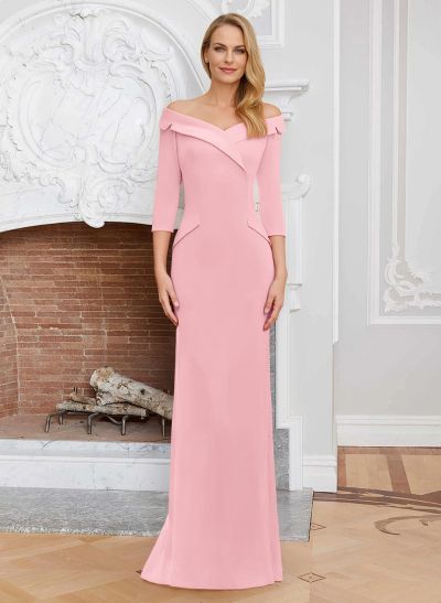 Sheath/Column Off-The-Shoulder Elastic Satin Mother Of The Bride Dresses