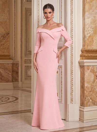 Sheath/Column Off-The-Shoulder Elastic Satin Mother Of The Bride Dresses