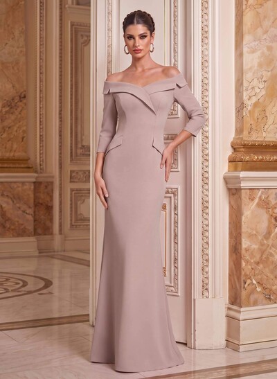 Sheath/Column Off-The-Shoulder Elastic Satin Mother Of The Bride Dresses