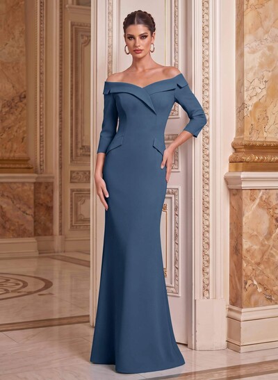 Sheath/Column Off-The-Shoulder Stretch Satin Mother Of The Bride Dresses