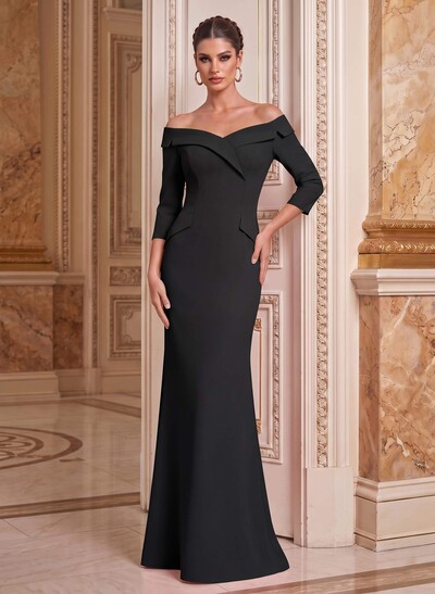 Sheath/Column Off-The-Shoulder Stretch Satin Mother Of The Bride Dresses