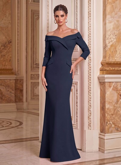 Sheath/Column Off-The-Shoulder Stretch Satin Mother Of The Bride Dresses
