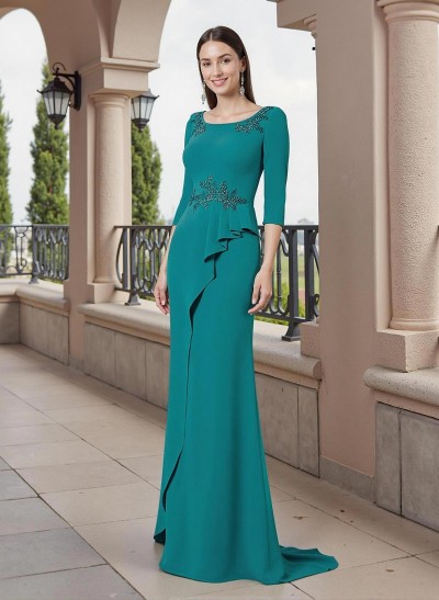 Sheath/Column Elastic Satin Mother Of The Bride Dresses With Appliques Lace