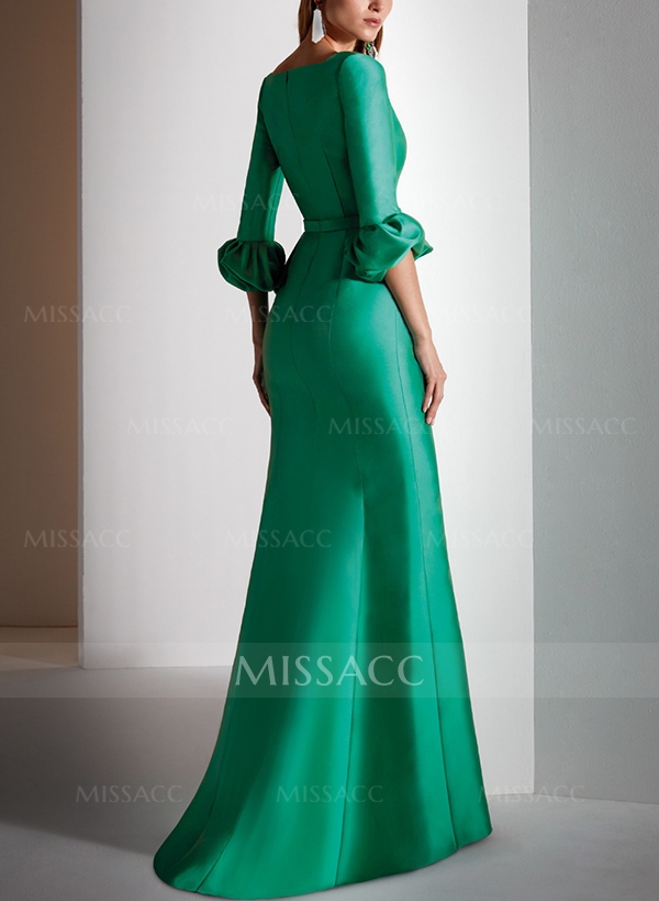 Trumpet/Mermaid 3/4 Sleeves Satin Mother Of The Bride Dresses With Ruffle