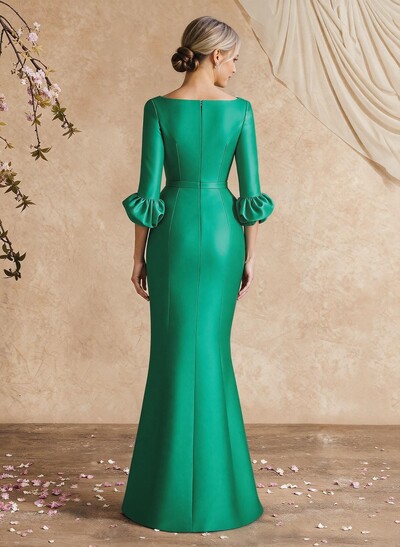 Trumpet/Mermaid 3/4 Sleeves Satin Mother Of The Bride Dresses With Ruffle