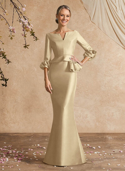 Trumpet/Mermaid 3/4 Sleeves Satin Mother Of The Bride Dresses With Ruffle
