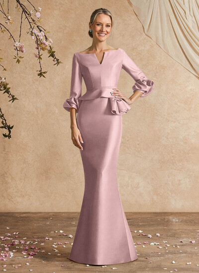 Trumpet/Mermaid 3/4 Sleeves Satin Mother Of The Bride Dresses With Ruffle