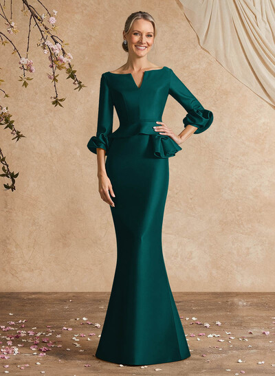 Trumpet/Mermaid 3/4 Sleeves Satin Mother Of The Bride Dresses With Ruffle