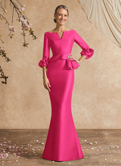 Trumpet/Mermaid 3/4 Sleeves Satin Mother Of The Bride Dresses With Ruffle