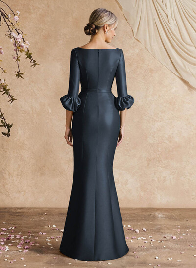 Trumpet/Mermaid 3/4 Sleeves Satin Mother Of The Bride Dresses With Ruffle