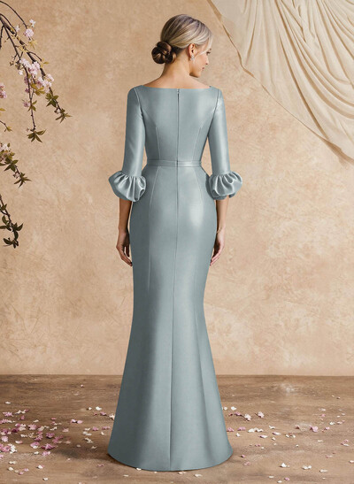 Trumpet/Mermaid 3/4 Sleeves Satin Mother Of The Bride Dresses With Ruffle