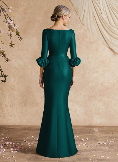Trumpet/Mermaid 3/4 Sleeves Satin Mother Of The Bride Dresses With Ruffle
