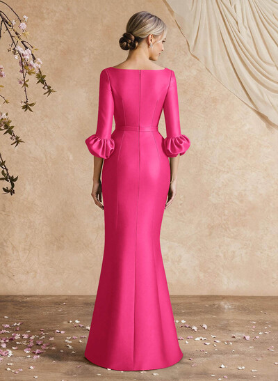 Trumpet/Mermaid 3/4 Sleeves Satin Mother Of The Bride Dresses With Ruffle