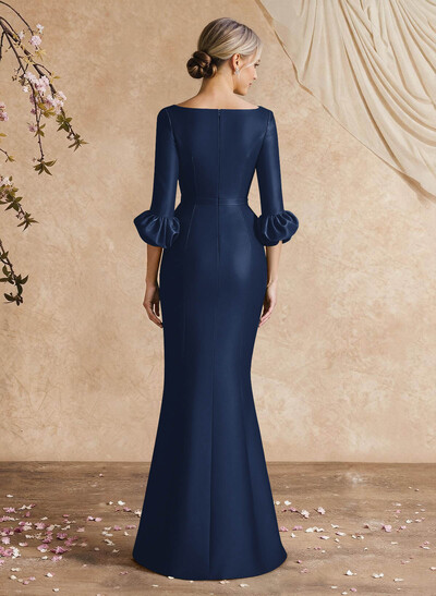 Trumpet/Mermaid 3/4 Sleeves Satin Mother Of The Bride Dresses With Ruffle