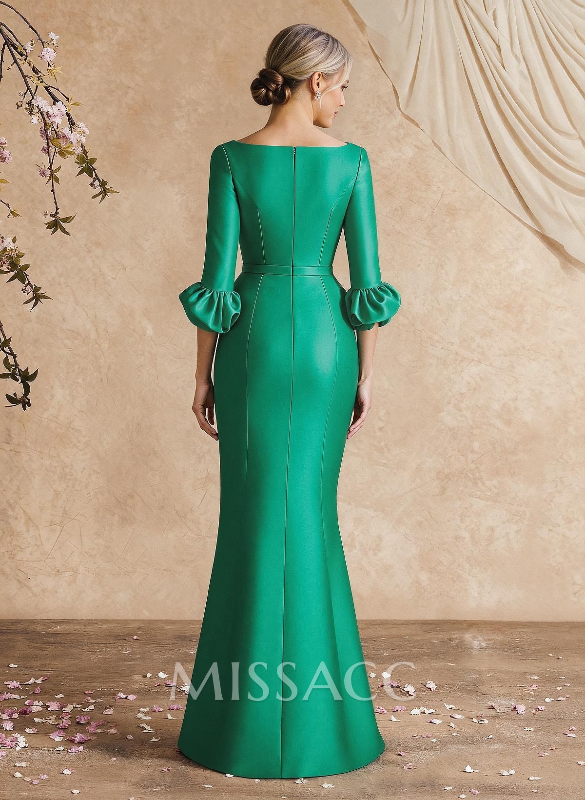 Trumpet/Mermaid 3/4 Sleeves Satin Mother Of The Bride Dresses With Ruffle Trumpet/Mermaid 3/4 Sleeves Satin Mother Of The Bride Dresses With Ruffle