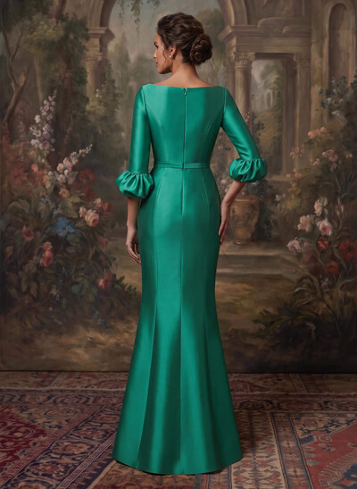 Trumpet/Mermaid 3/4 Sleeves Satin Mother Of The Bride Dresses With Ruffle