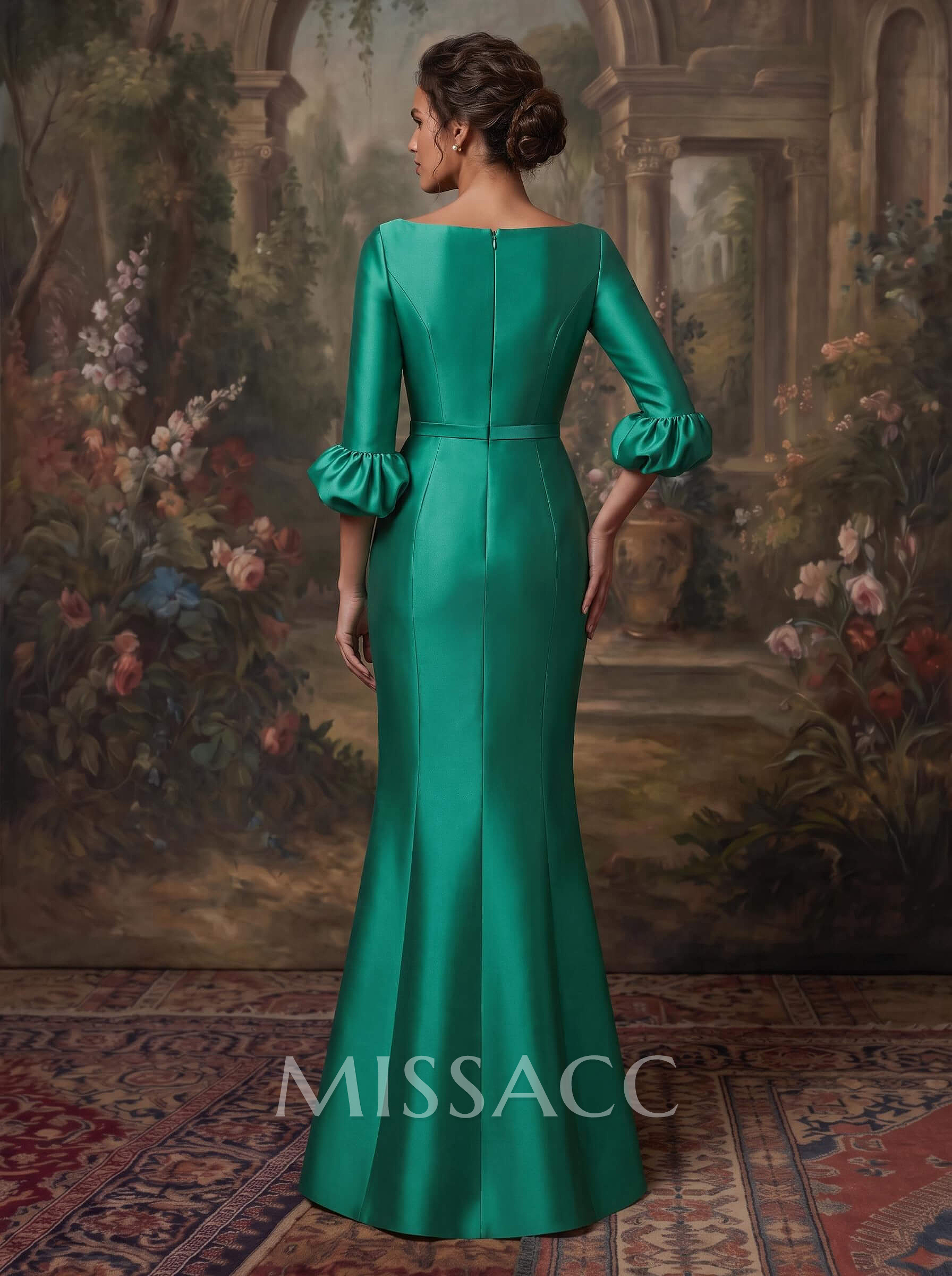 Trumpet/Mermaid 3/4 Sleeves Satin Mother Of The Bride Dresses With Ruffle Trumpet/Mermaid 3/4 Sleeves Satin Mother Of The Bride Dresses With Ruffle