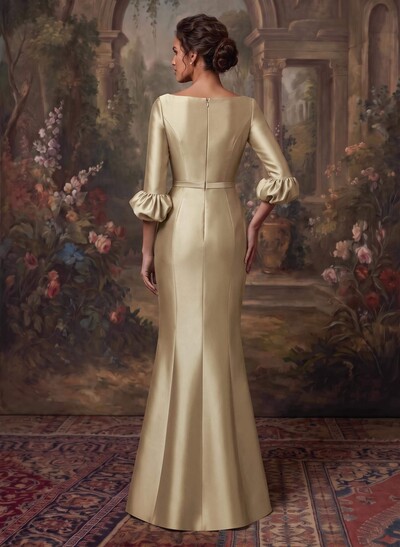 Trumpet/Mermaid 3/4 Sleeves Satin Mother Of The Bride Dresses With Ruffle