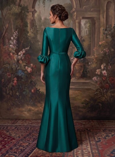 Trumpet/Mermaid 3/4 Sleeves Satin Mother Of The Bride Dresses With Ruffle