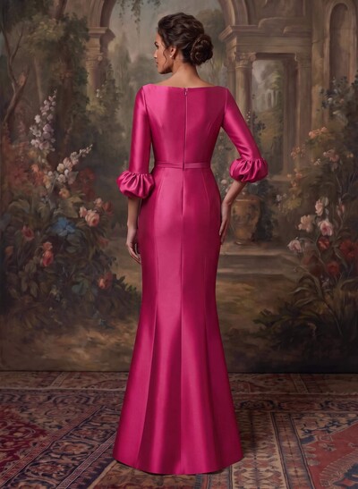 Trumpet/Mermaid 3/4 Sleeves Satin Mother Of The Bride Dresses With Ruffle