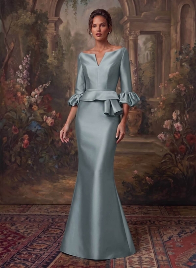 Trumpet/Mermaid 3/4 Sleeves Satin Mother Of The Bride Dresses With Ruffle