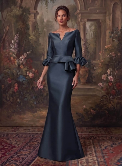 Trumpet/Mermaid 3/4 Sleeves Satin Mother Of The Bride Dresses With Ruffle