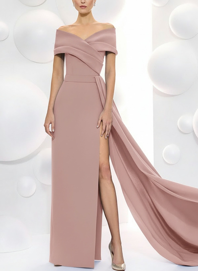 Sheath/Column Elastic Satin Mother Of The Bride Dresses With High Split