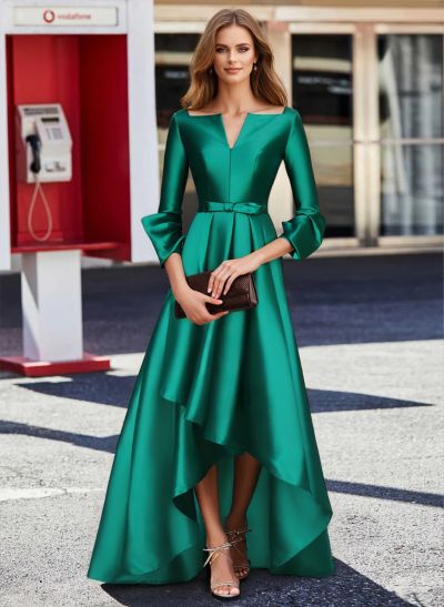 A-Line 3/4 Sleeves Floor-Length Satin Mother Of The Bride Dresses