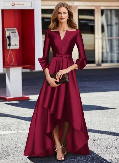 A-Line 3/4 Sleeves Floor-Length Satin Mother Of The Bride Dresses