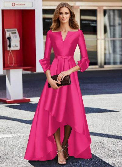 A-Line 3/4 Sleeves Floor-Length Satin Mother Of The Bride Dresses