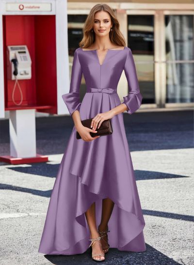 A-Line 3/4 Sleeves Floor-Length Satin Mother Of The Bride Dresses